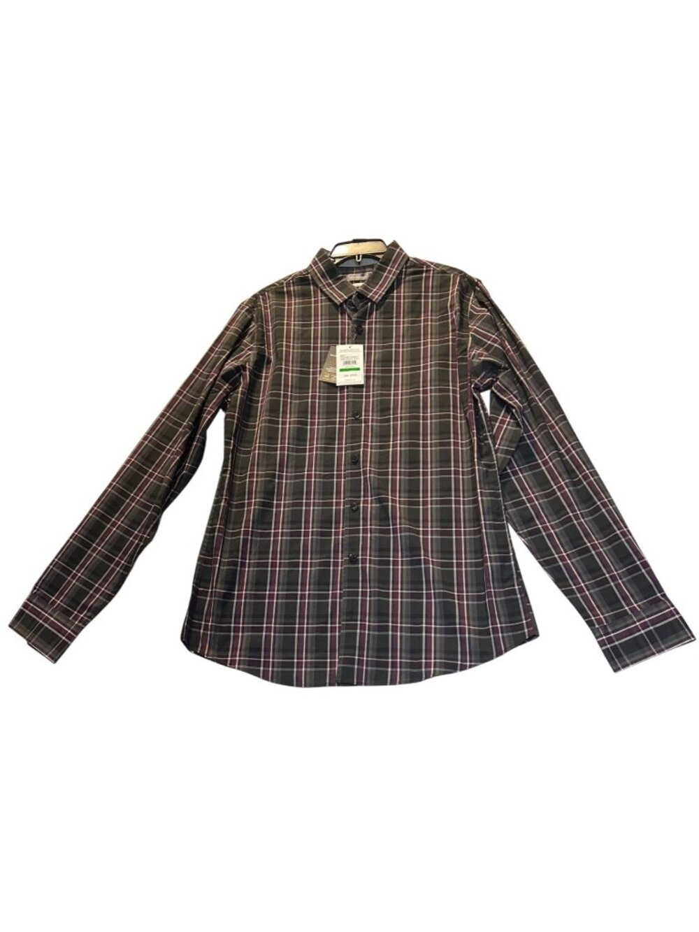Van Heusen Mens Big & Tall Size LT Plaid Long Sleeve Shirt Stain Shield Recycled
